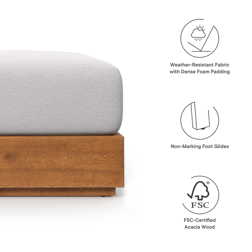 Tahoe Outdoor Patio Acacia Wood Ottoman - From Where Finds - 