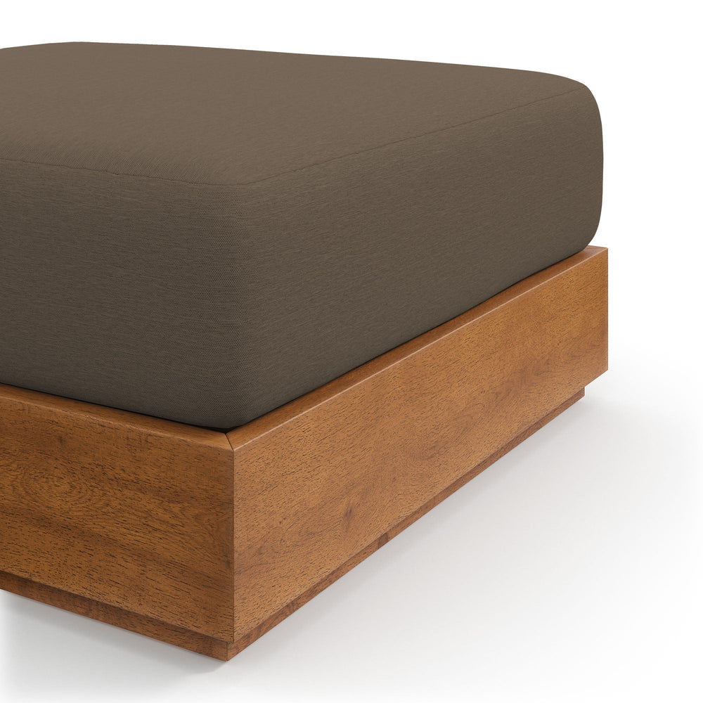 Tahoe Outdoor Patio Acacia Wood Ottoman - From Where Finds - 