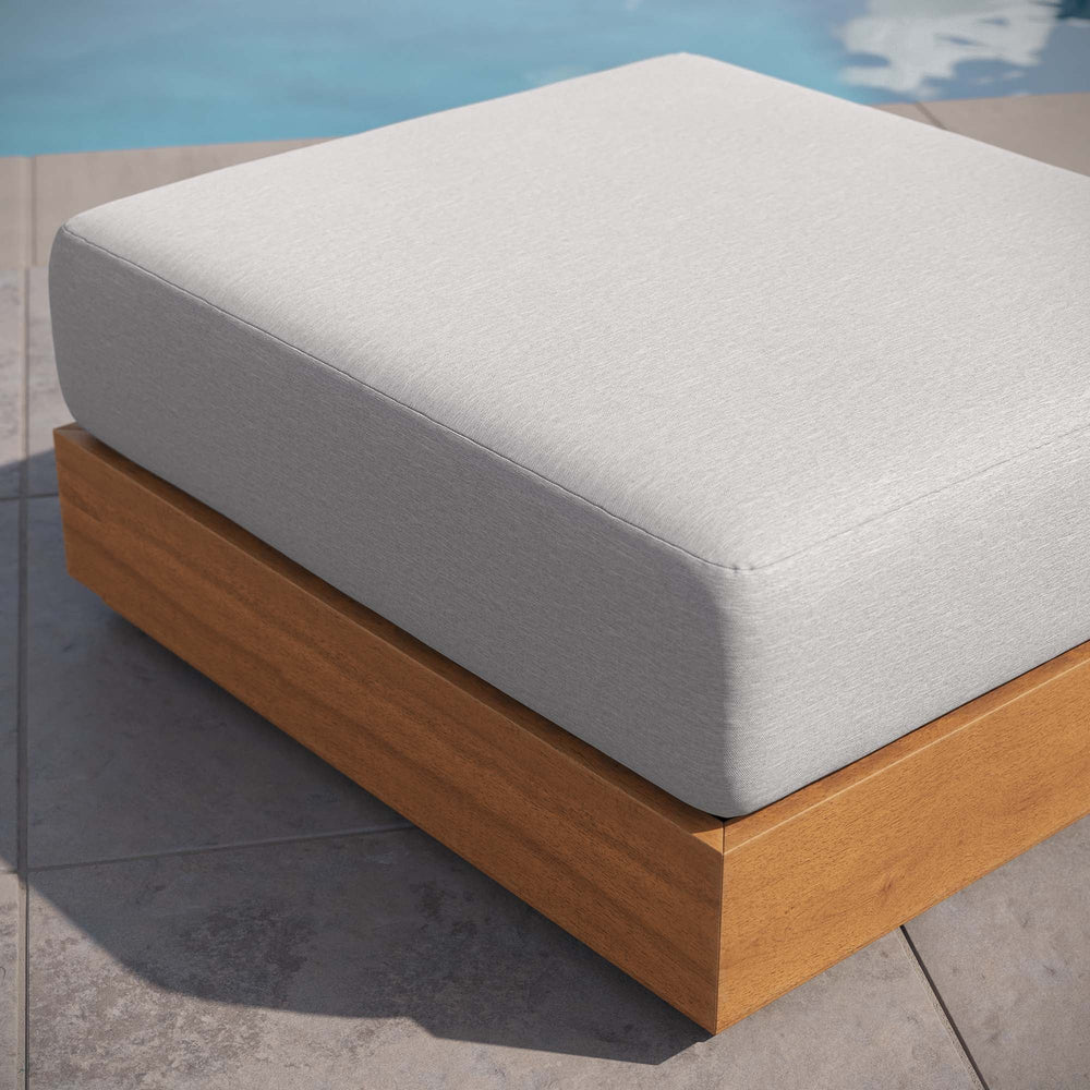 Tahoe Outdoor Patio Acacia Wood Ottoman - From Where Finds - 