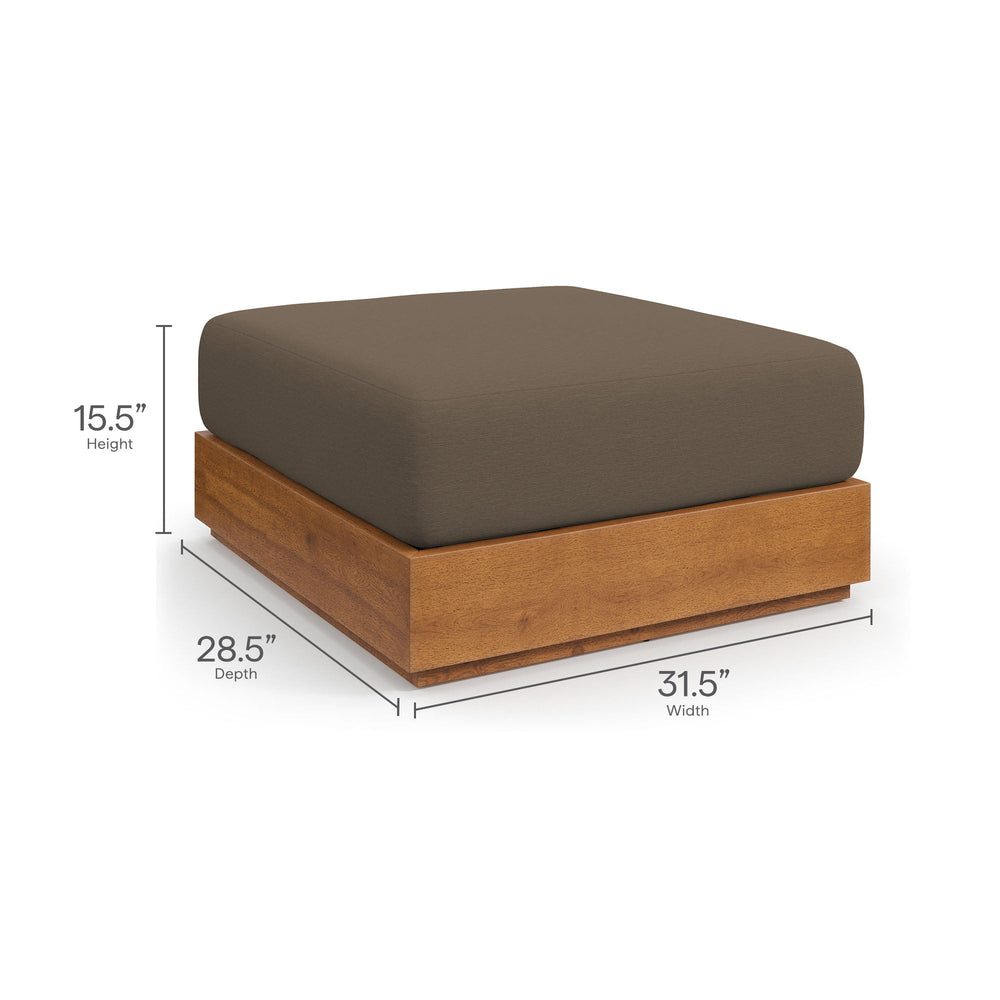Tahoe Outdoor Patio Acacia Wood Ottoman - From Where Finds - 