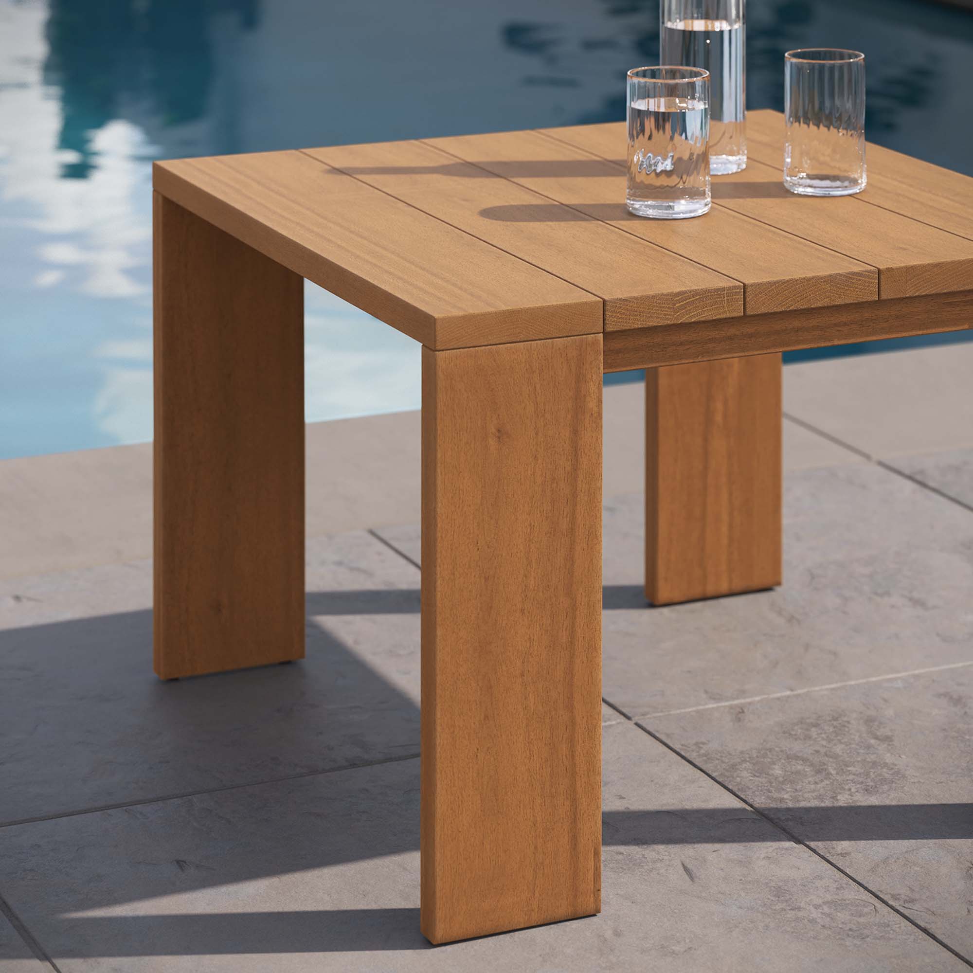 Tahoe Outdoor Patio Acacia Wood Side Table - From Where Finds - 