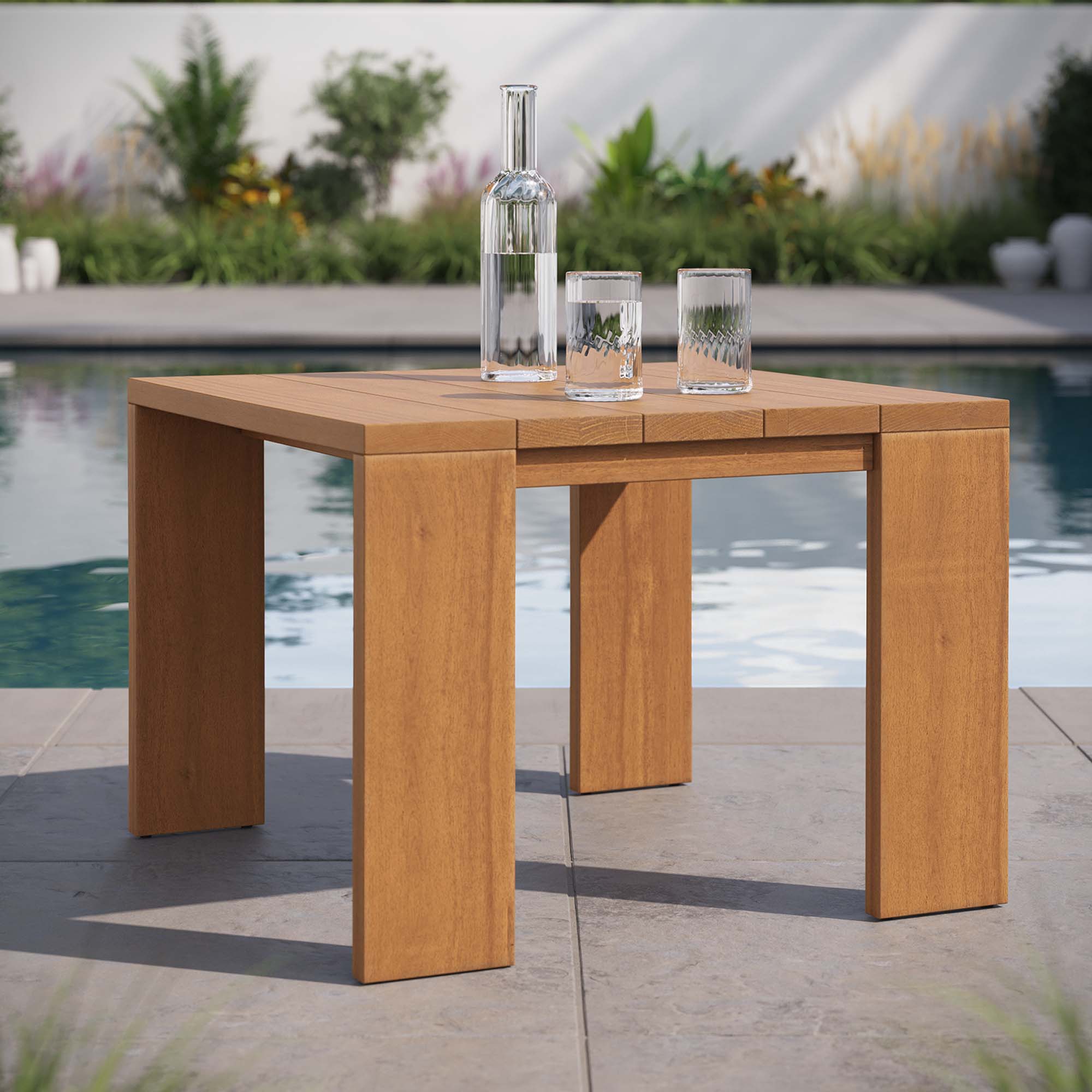 Tahoe Outdoor Patio Acacia Wood Side Table - From Where Finds - 