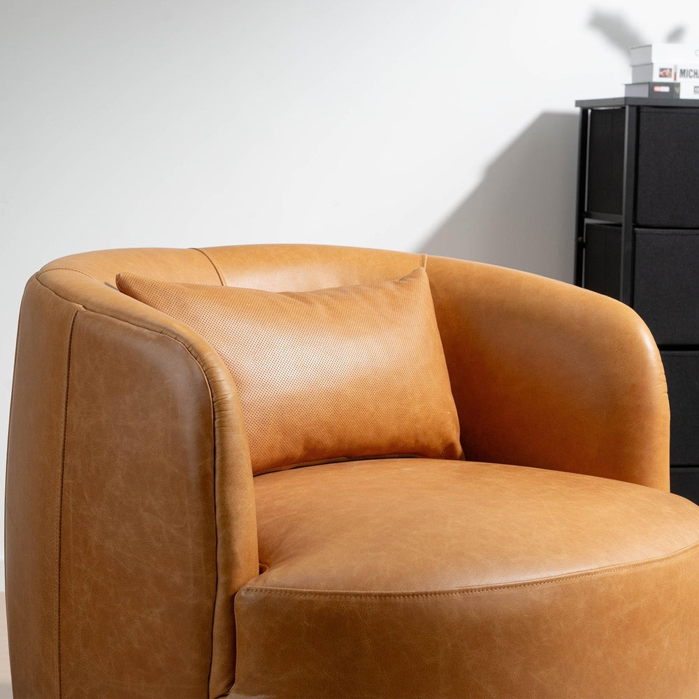Tan Grain Swivel Barrel Armchair - From Where - 