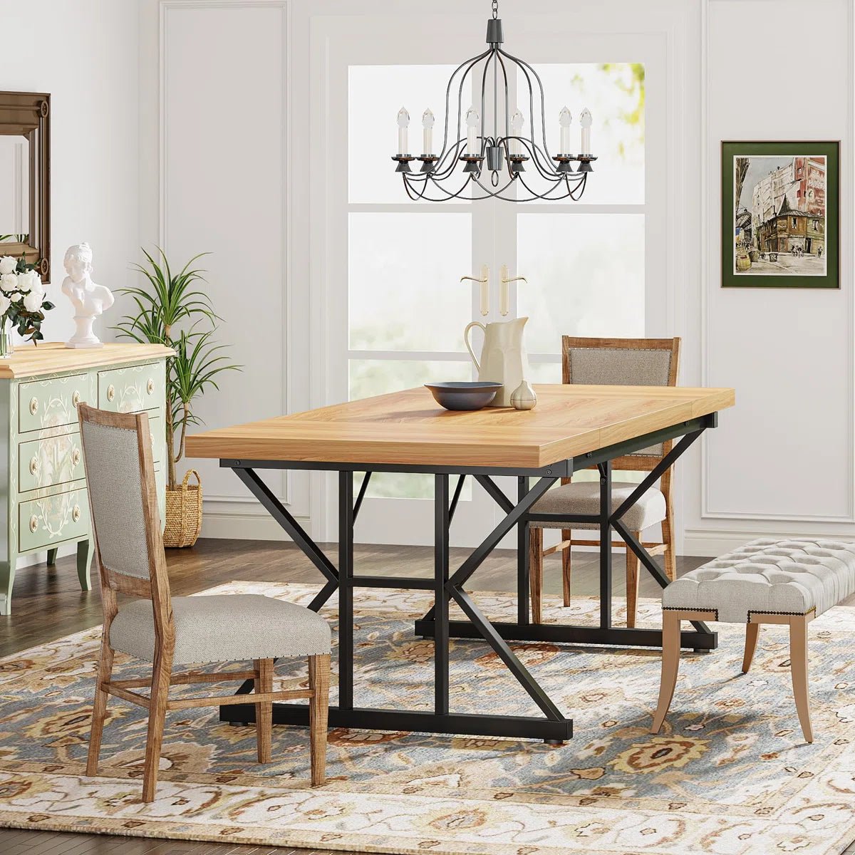 Taneja Metal Base Dining Table - From Where - 