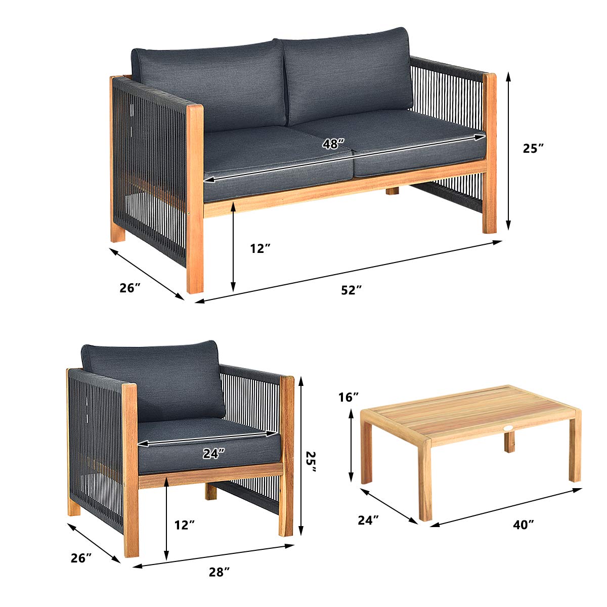 Tangkula Outdoor Wood Furniture Set - From Where - 