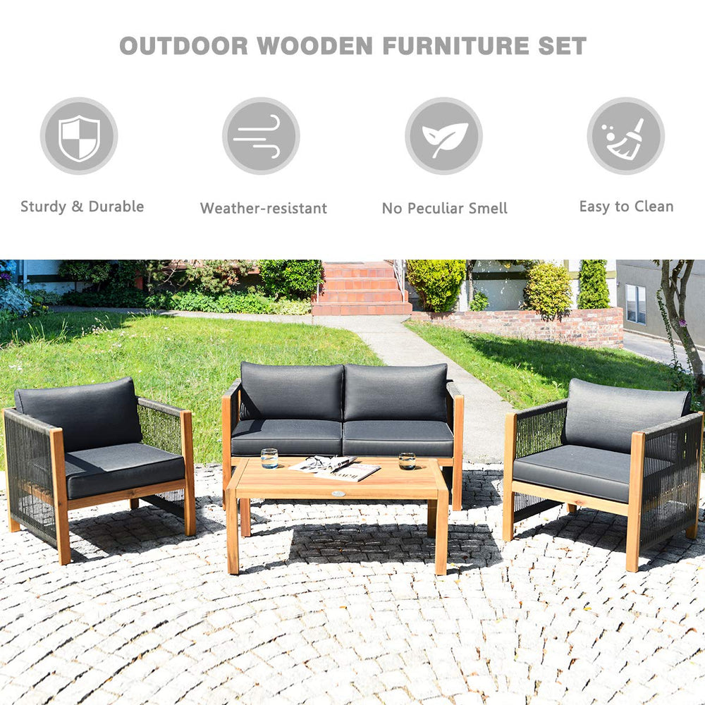 Tangkula Outdoor Wood Furniture Set - From Where - 