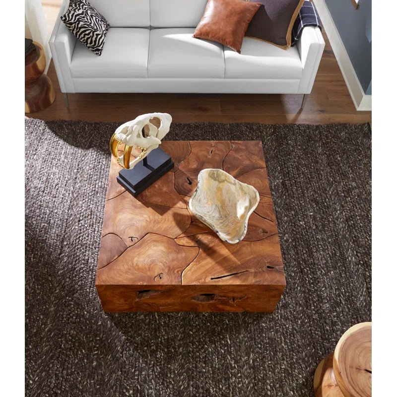 Teak Solid Wood Block Coffee Table - From Where - 