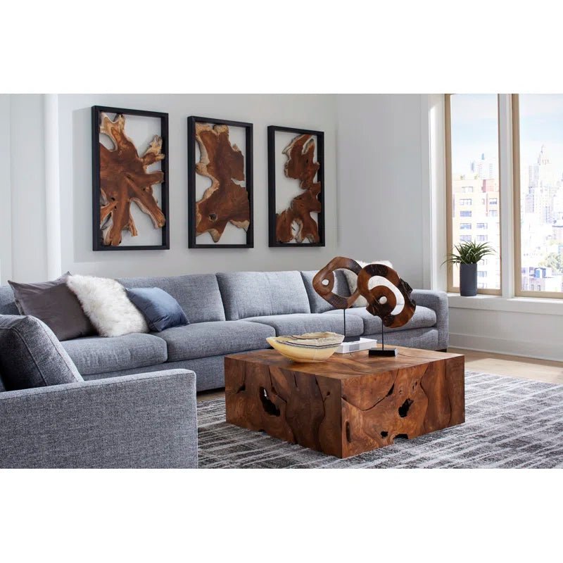 Teak Solid Wood Block Coffee Table - From Where - 