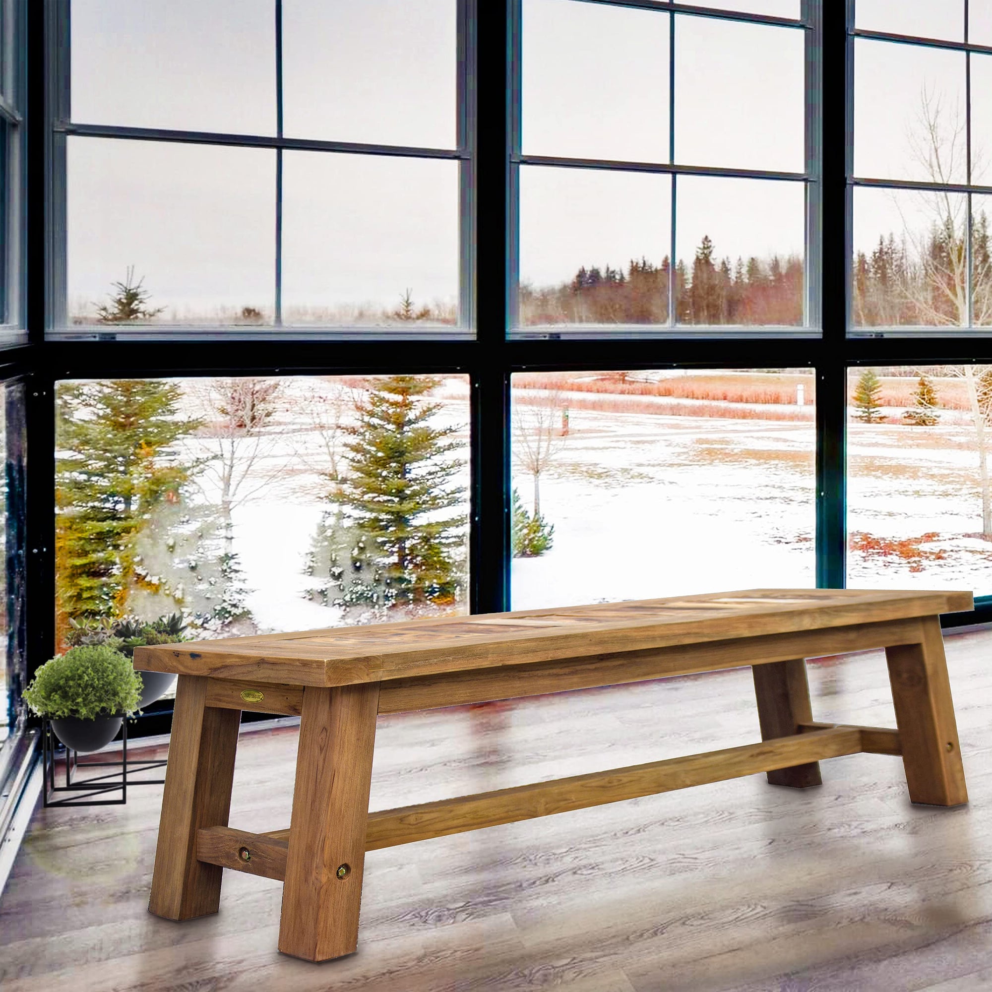 Teak Wood Backless Bench - From Where - 
