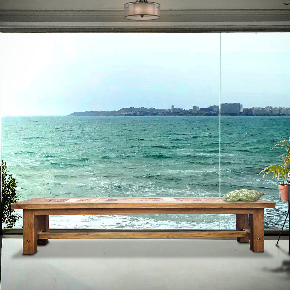 Teak Wood Backless Bench - From Where - 