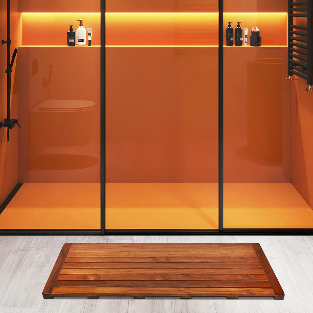 Teak Wood Bathroom Mat - From Where - 