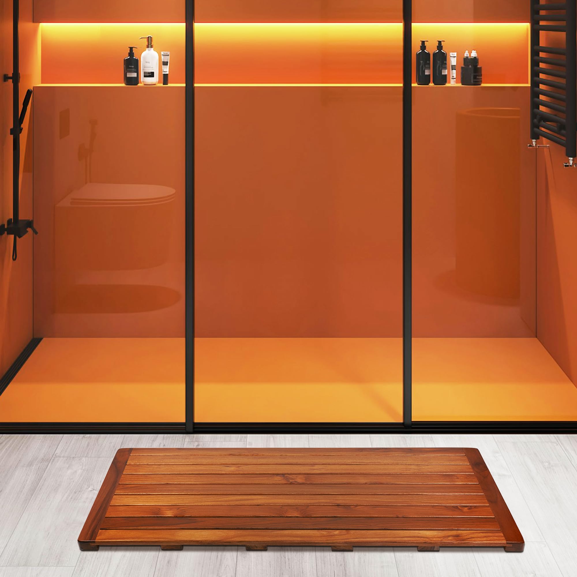 Teak Wood Bathroom Mat - From Where - 