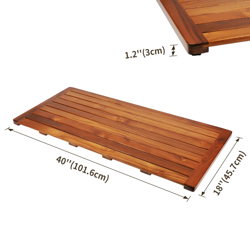 Teak Wood Bathroom Mat - From Where - 