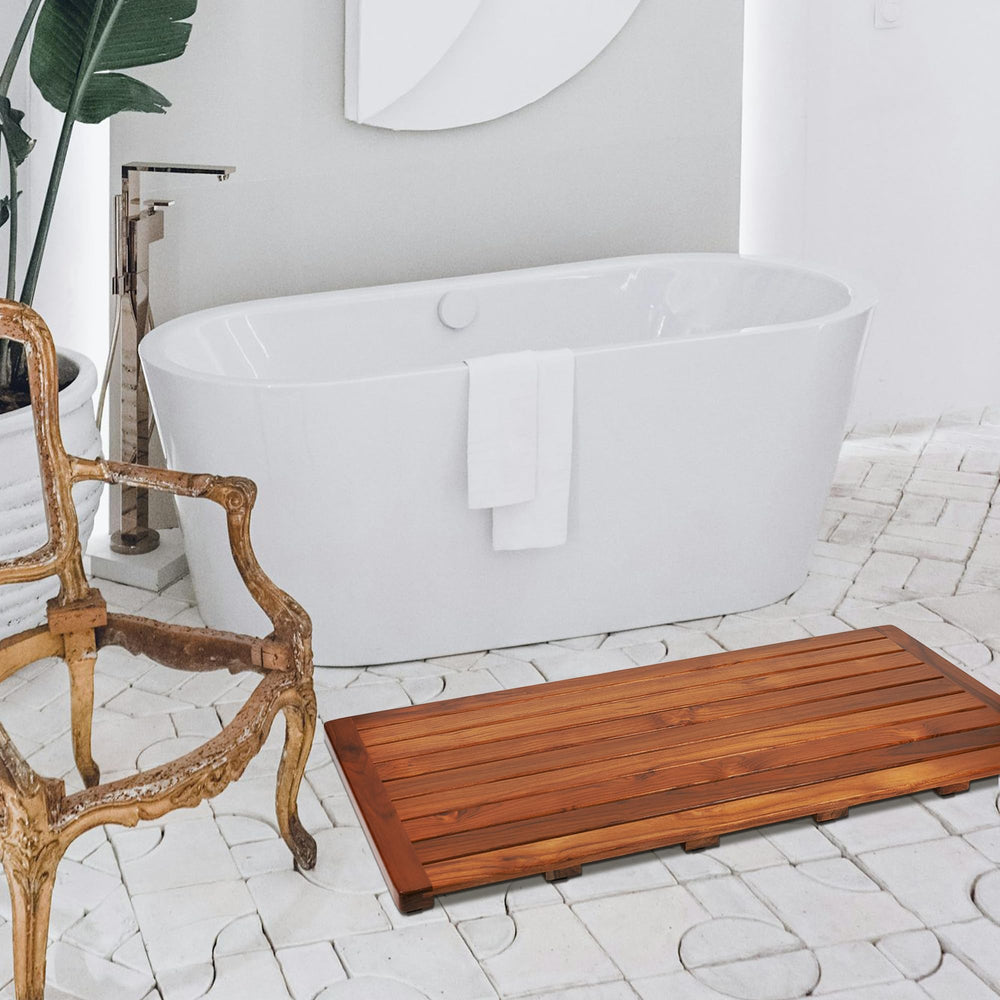 Teak Wood Bathroom Mat - From Where - 