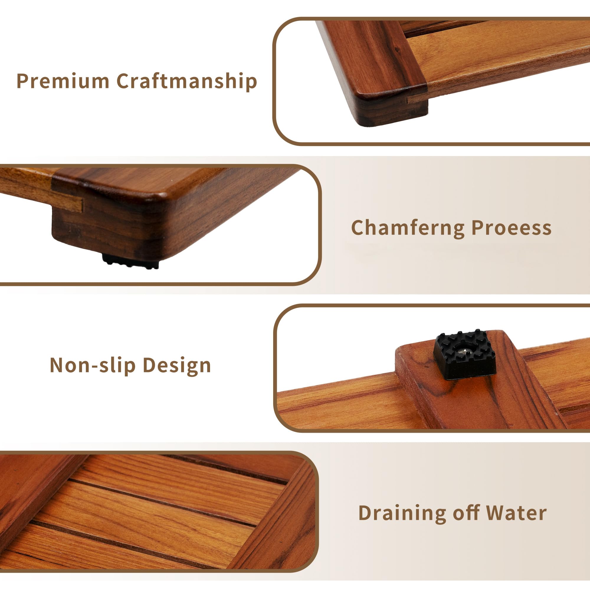 Teak Wood Bathroom Mat - From Where - 