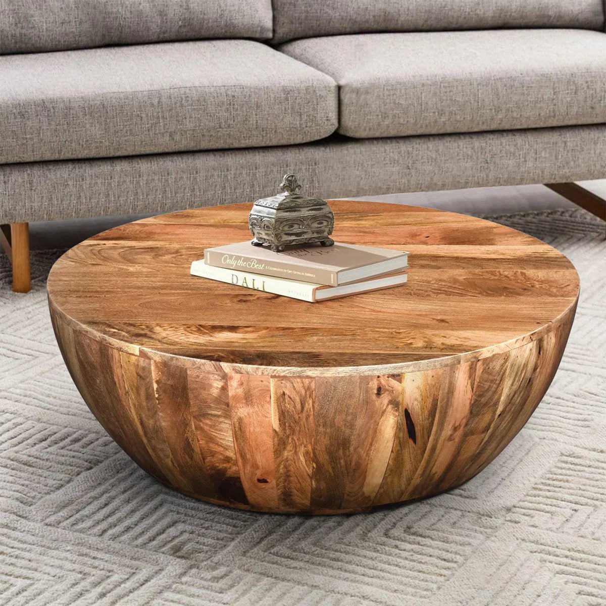 Teasdale Solid Wood Drum Coffee Table - From Where - 