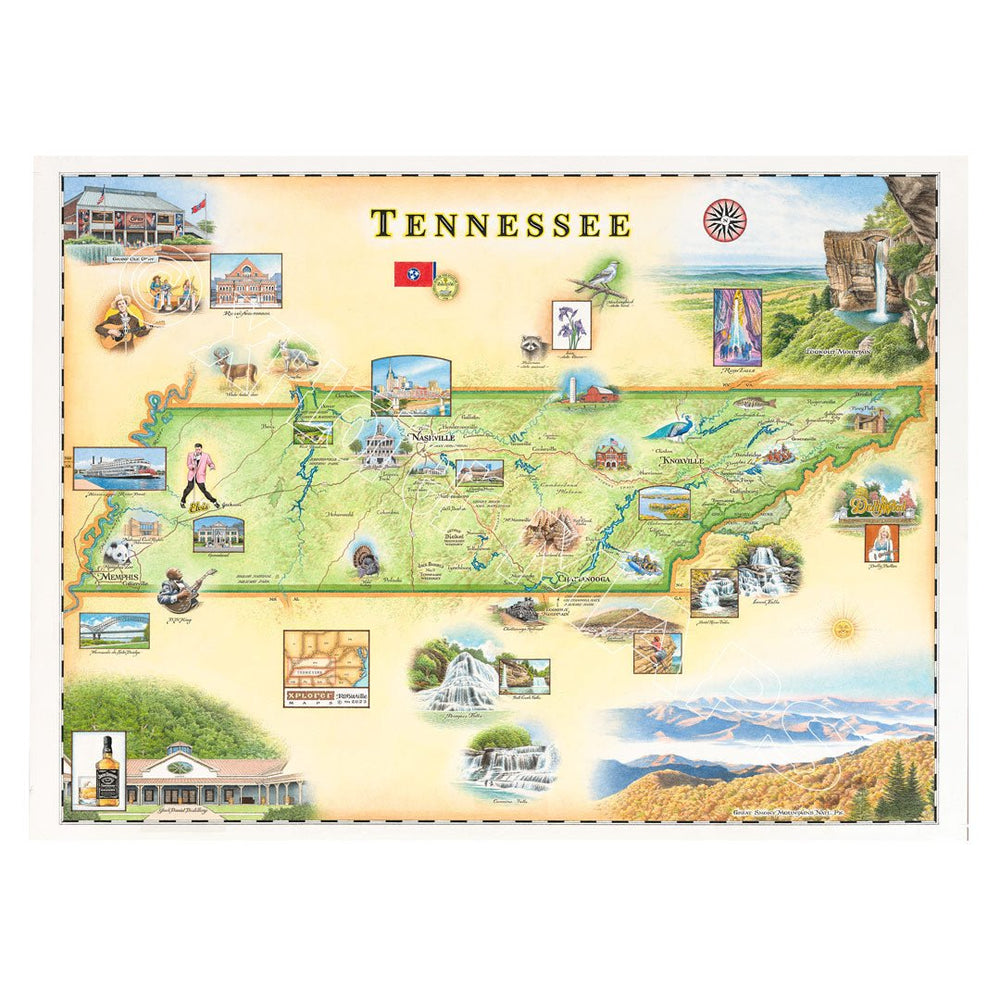 Tennessee Hand - Drawn Map - From Where Finds - Map