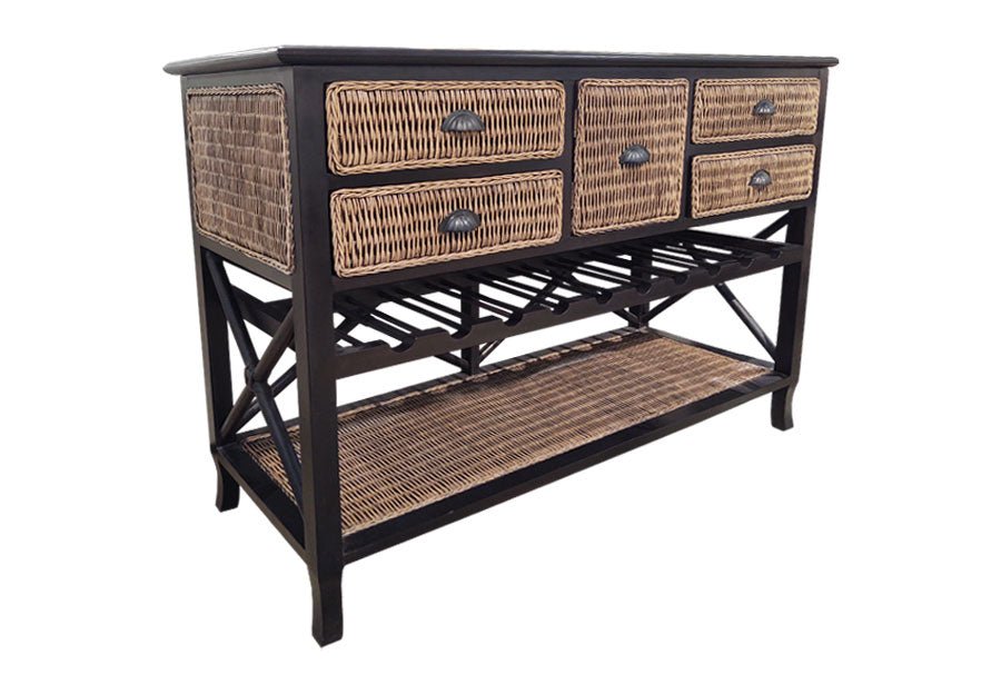 Terranova Moza Wicker Antique Brown Server - From Where - 