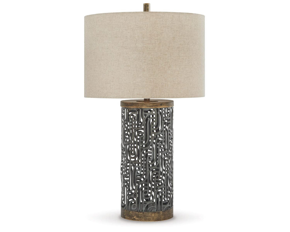 Textured Metal Single Table Lamp - From Where - 