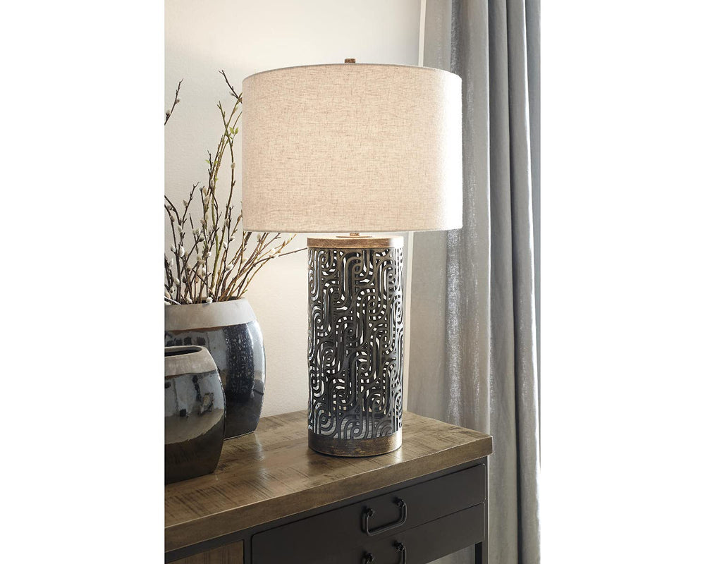 Textured Metal Single Table Lamp - From Where - 