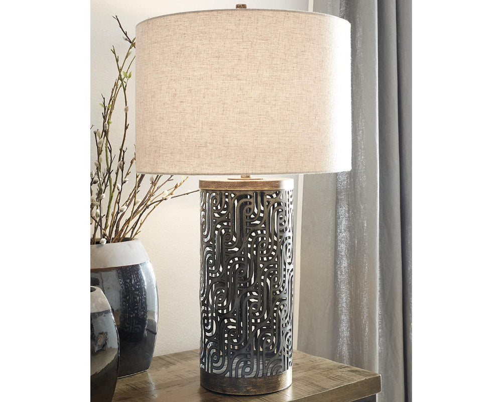 Textured Metal Single Table Lamp - From Where - 