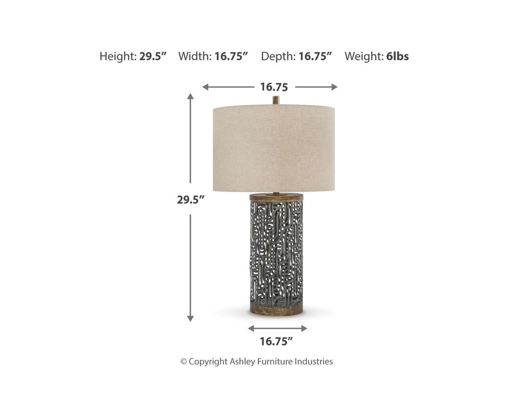 Textured Metal Single Table Lamp - From Where - 
