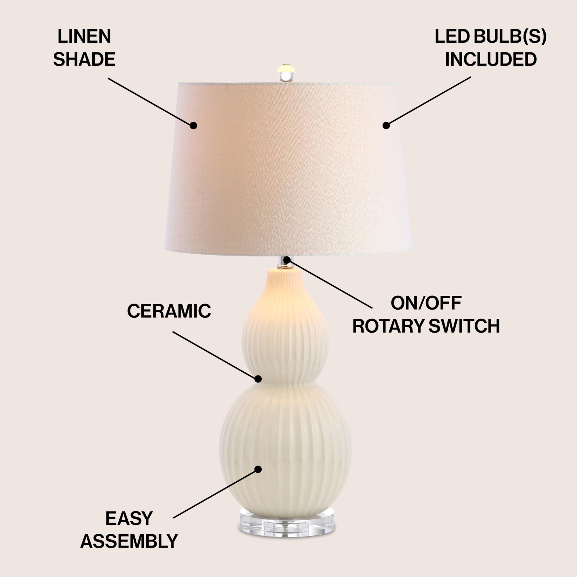Thatcher Ceramic Table Lamp - From Where - 