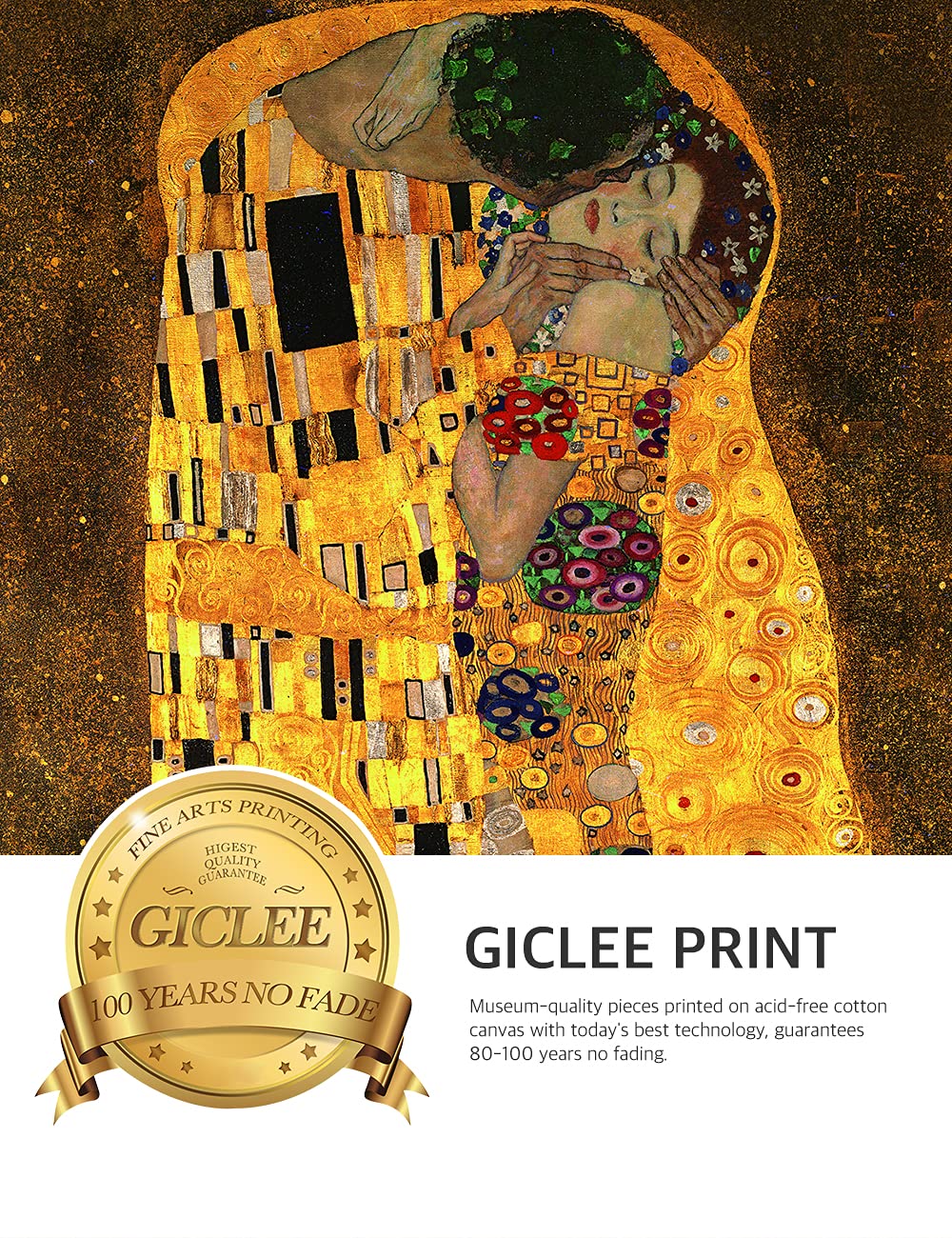 The Kiss, Gustav Klimt Classic Art - From Where - 