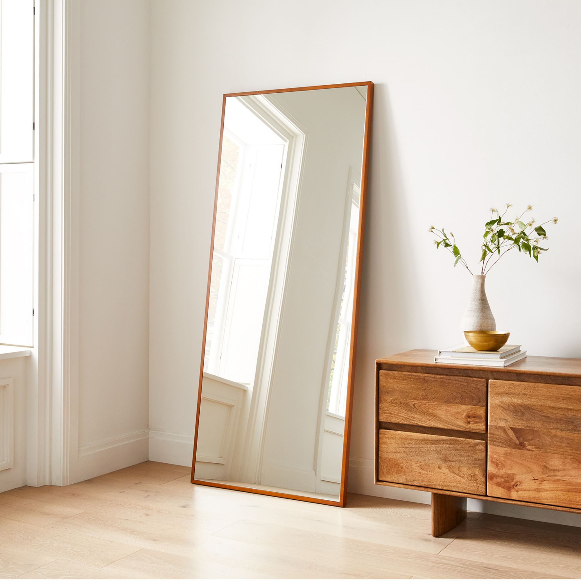 Thin Wood Floor Mirror - From Where Finds - 