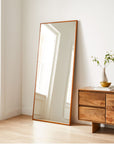 Thin Wood Floor Mirror