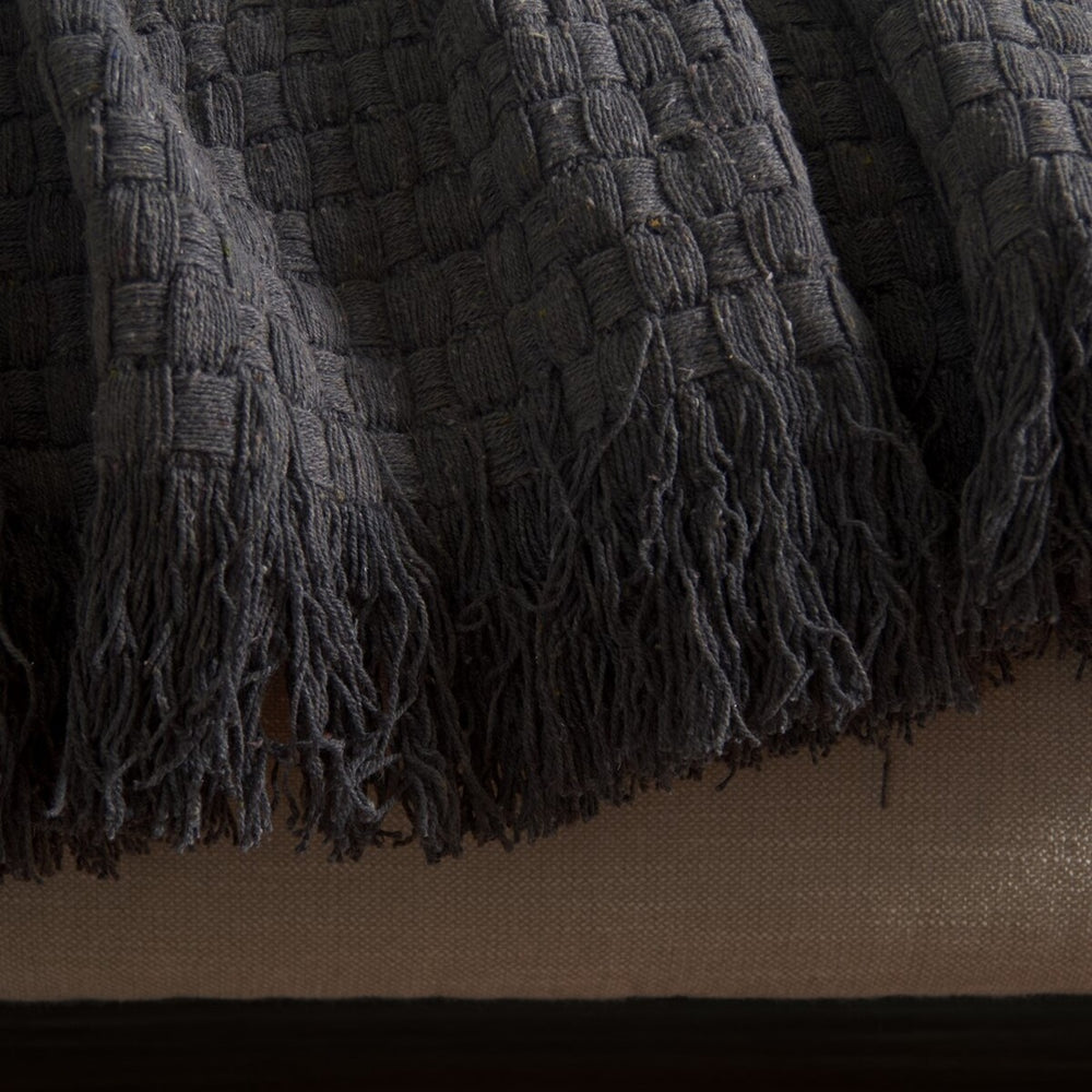 Inaya, 51" X 67", Grey, Cotton Throw- THR5002C-5167