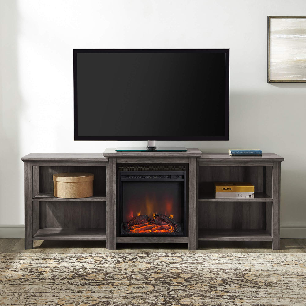 Tiered Wood Fireplace TV Stand - From Where - 