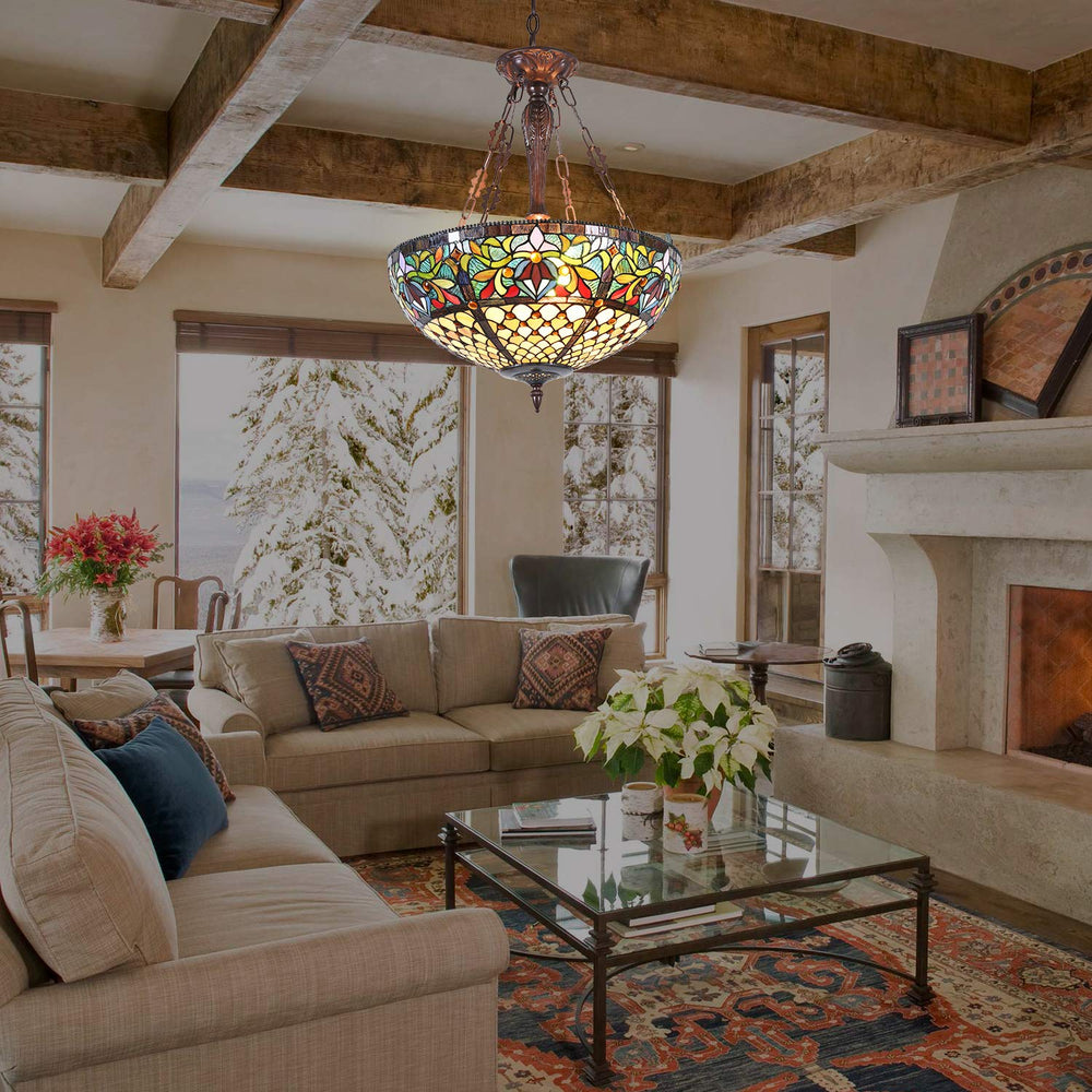 Tiffany Stained Glass Chandelier - From Where - 