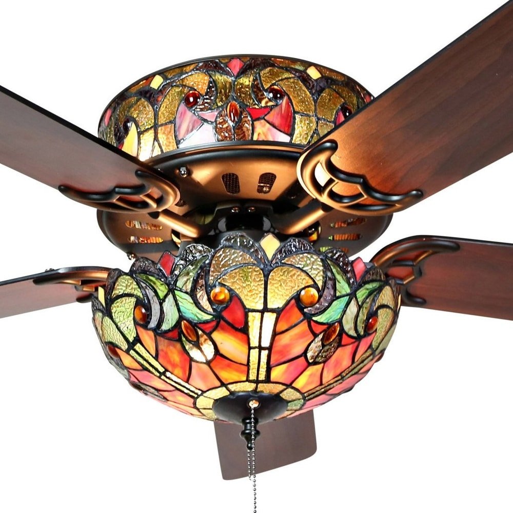 Tiffany Style Stained Glass Halston Ceiling Fan - From Where - 