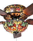 Tiffany Style Stained Glass Halston Ceiling Fan - From Where - 