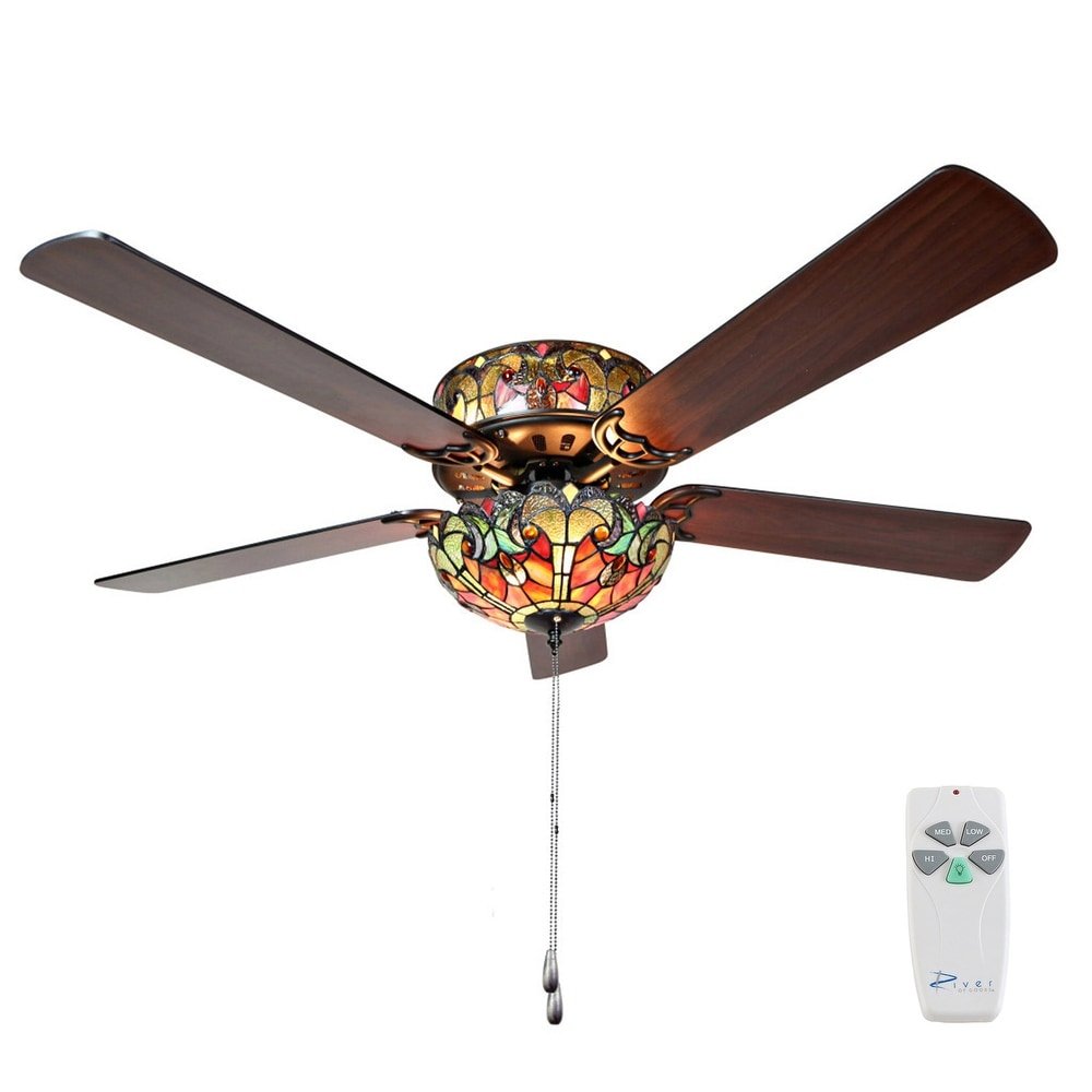 Tiffany Style Stained Glass Halston Ceiling Fan - From Where - 
