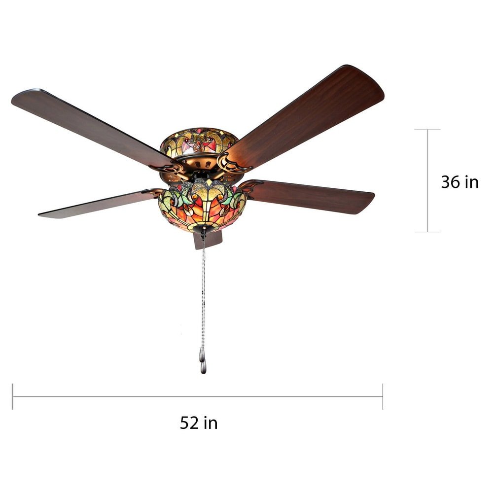 Tiffany Style Stained Glass Halston Ceiling Fan - From Where - 