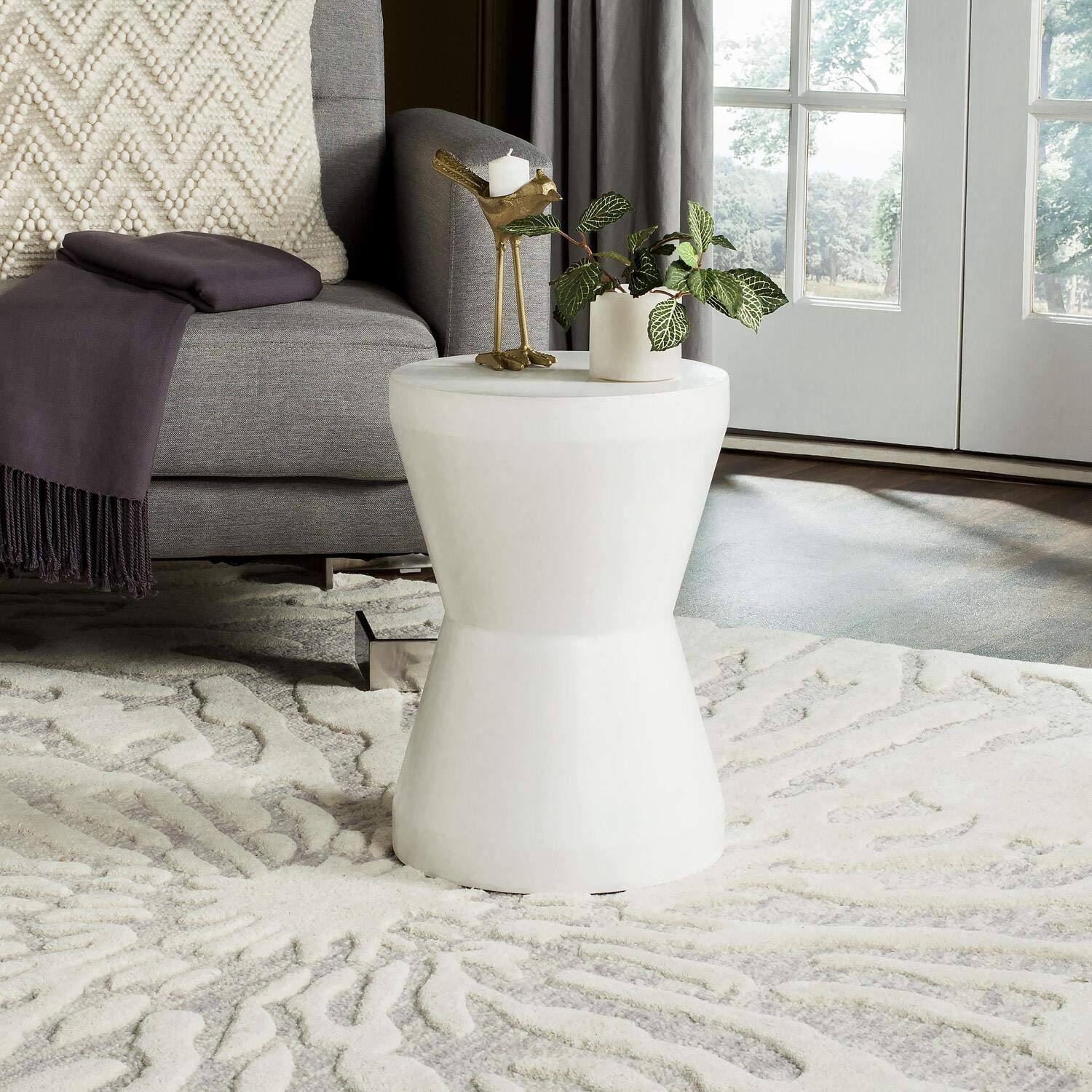 Torre Modern Concrete Ivory Accent Table - From Where - 