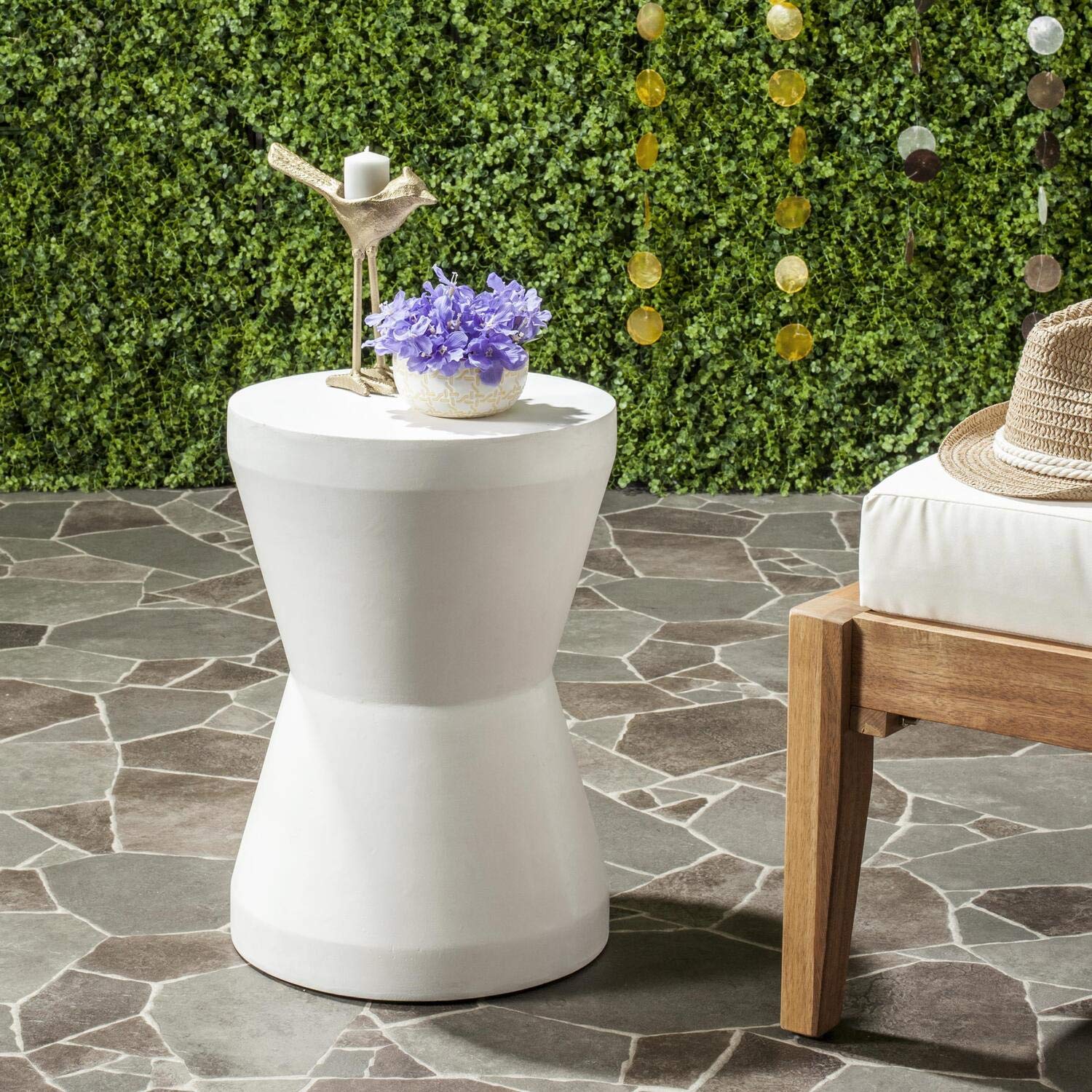 Torre Modern Concrete Ivory Accent Table - From Where - 