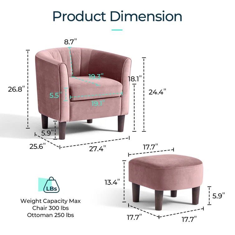 Torrence Barrel Chair with Ottoman - From Where - 