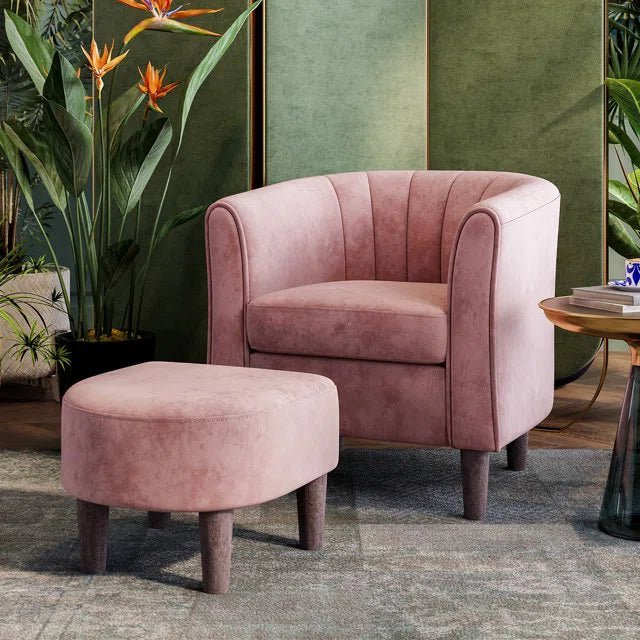 Torrence Barrel Chair with Ottoman - From Where - 