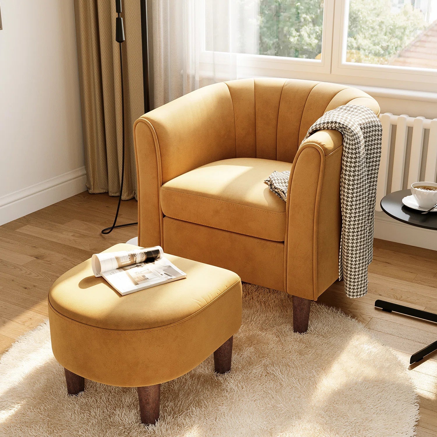 Torrence Barrel Chair with Ottoman - From Where - 