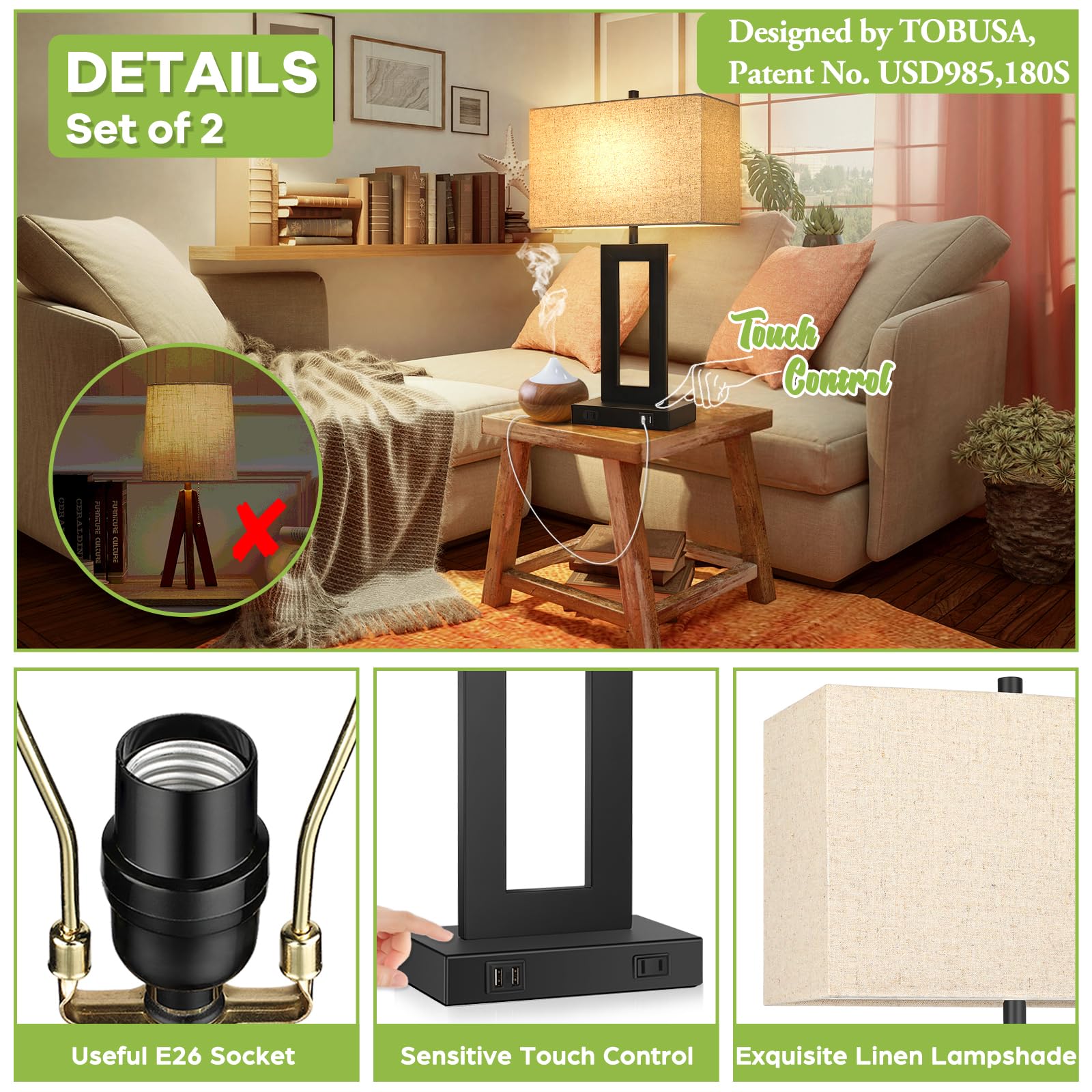 Touch Control Table Lamp (Set of 2) - From Where - 