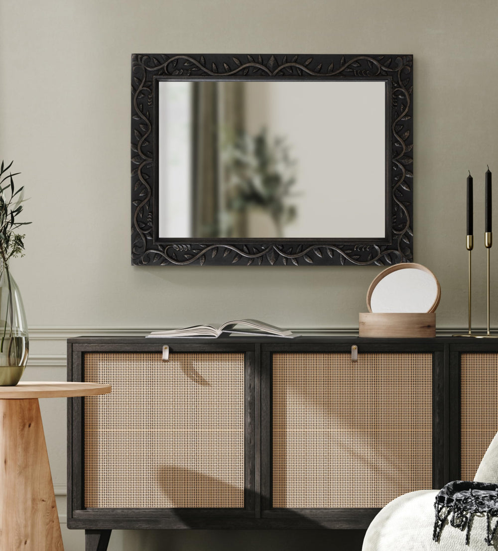 Traditional Rectangle Carved Wood Mirror - From Where - 