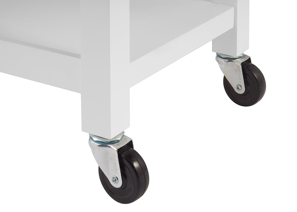 TRINITY 30 - Inch Wood Kitchen Coffee Cart with Wheels, Two Shelves, and Rubberwood Work Surface for Kitchen Storage and Food Preparation, 30” W x 18” D x 35” H - From Where - 