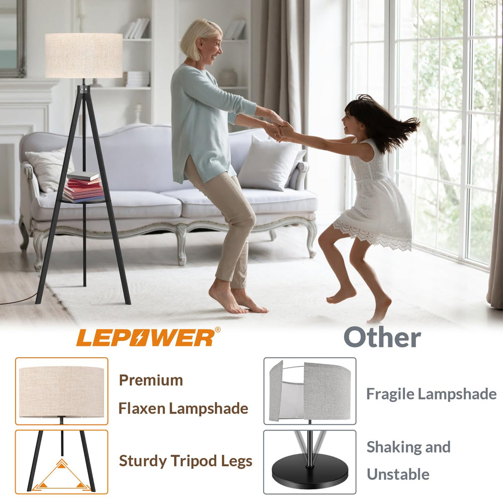 Tripod Floor Lamp with Shelf - From Where - 