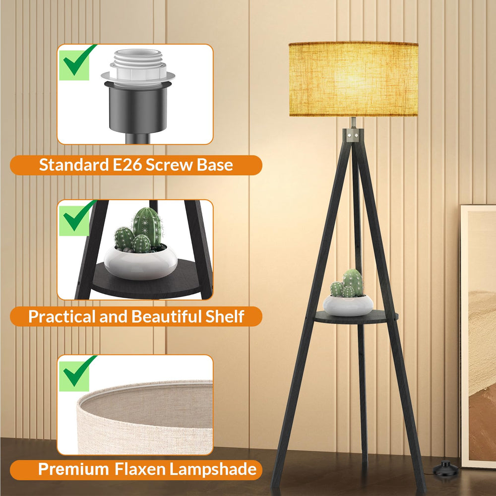 Tripod Floor Lamp with Shelf - From Where - 
