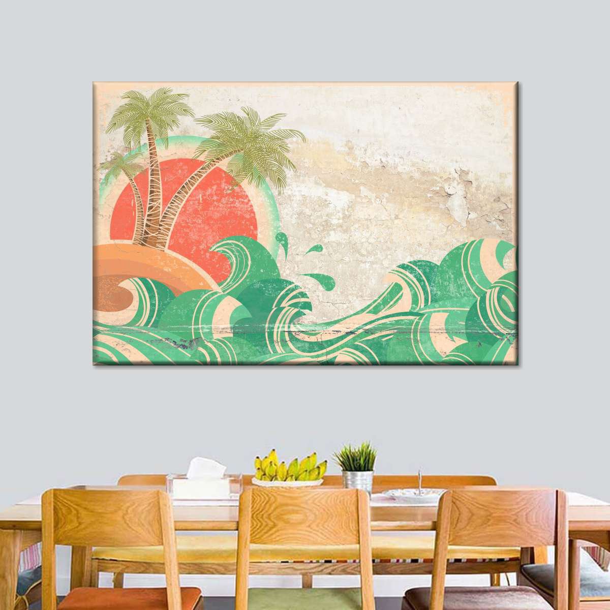 Tropical Beach Retro Waves Canvas Print - From Where - 