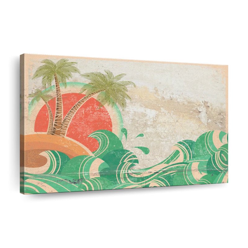 Tropical Beach Retro Waves Canvas Print - From Where - 