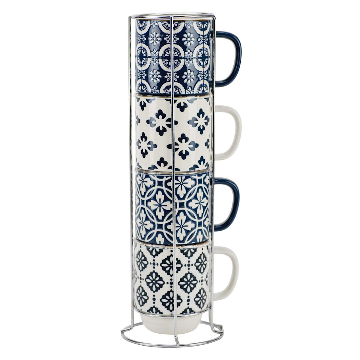 True Blue & White Patterned Mugs - From Where - 